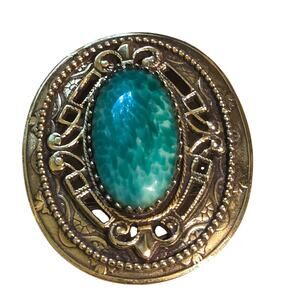 Vintage Robert Originals Signed Turquoise Glass Convertible Brooch Pendant